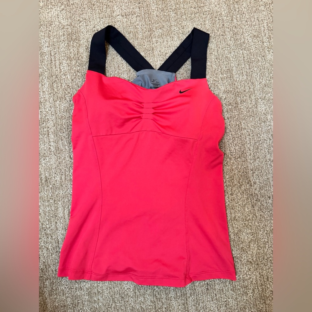 Nike Women's Coral -Red Tank Top with Black Straps